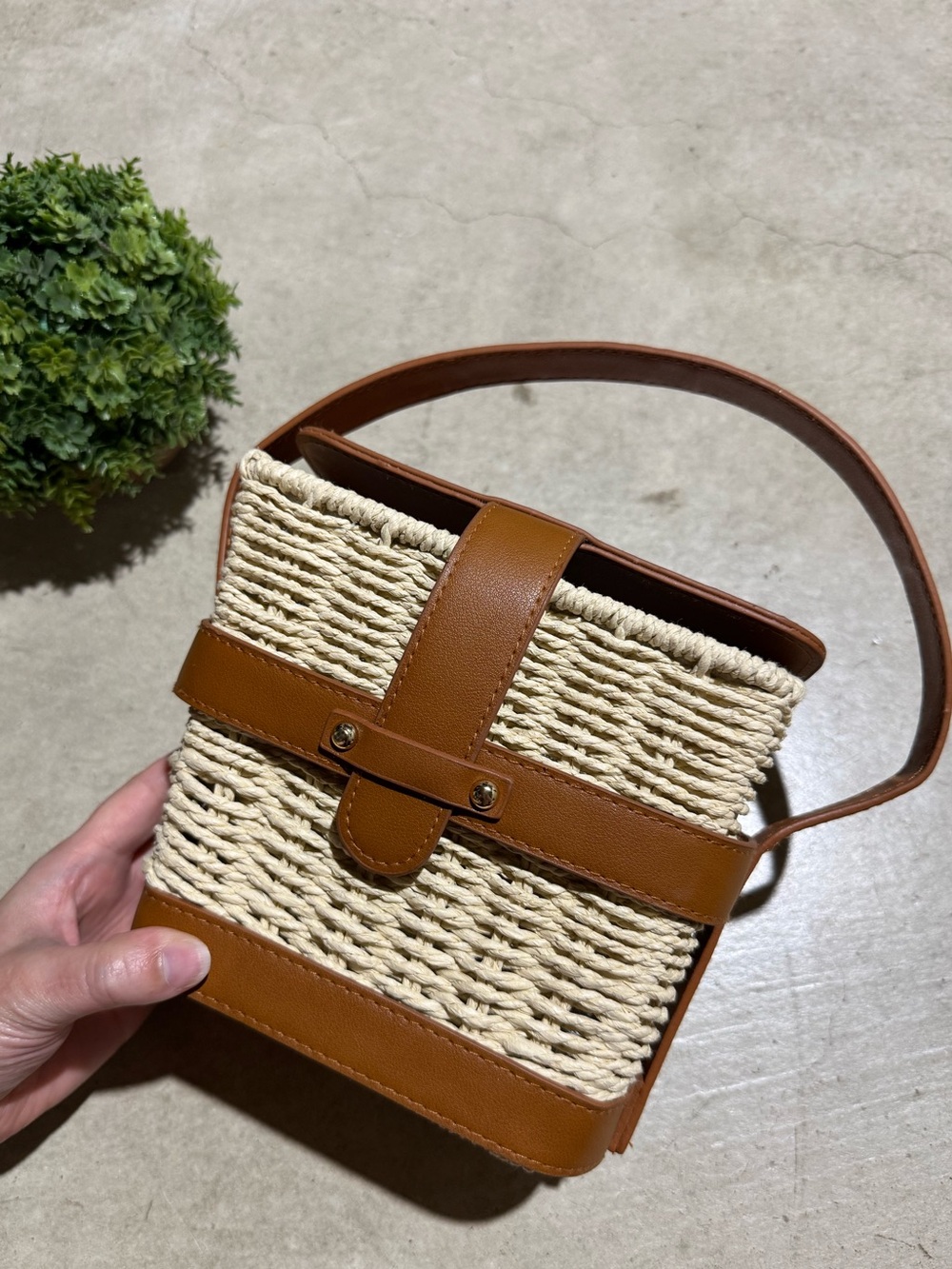 Tommy Bahama Raffia Leather Basket Purse Bag Structured Picnic Summer Beachy